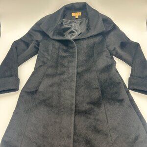 Katherine Kelly Women's Size 12 Black Alpaca Wool Blend Collared Long Coat